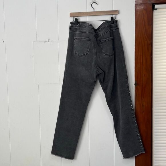 Time and Tru Studded Side Seam Straight Leg Jeans With Raw Hem Gray 14 - Picture 3 of 5